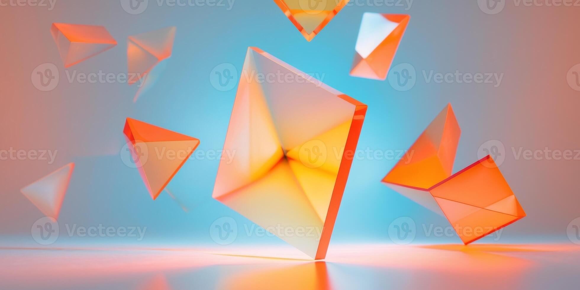 Abstract Image of Translucent Prisms with Orange and Blue Gradient. photo
