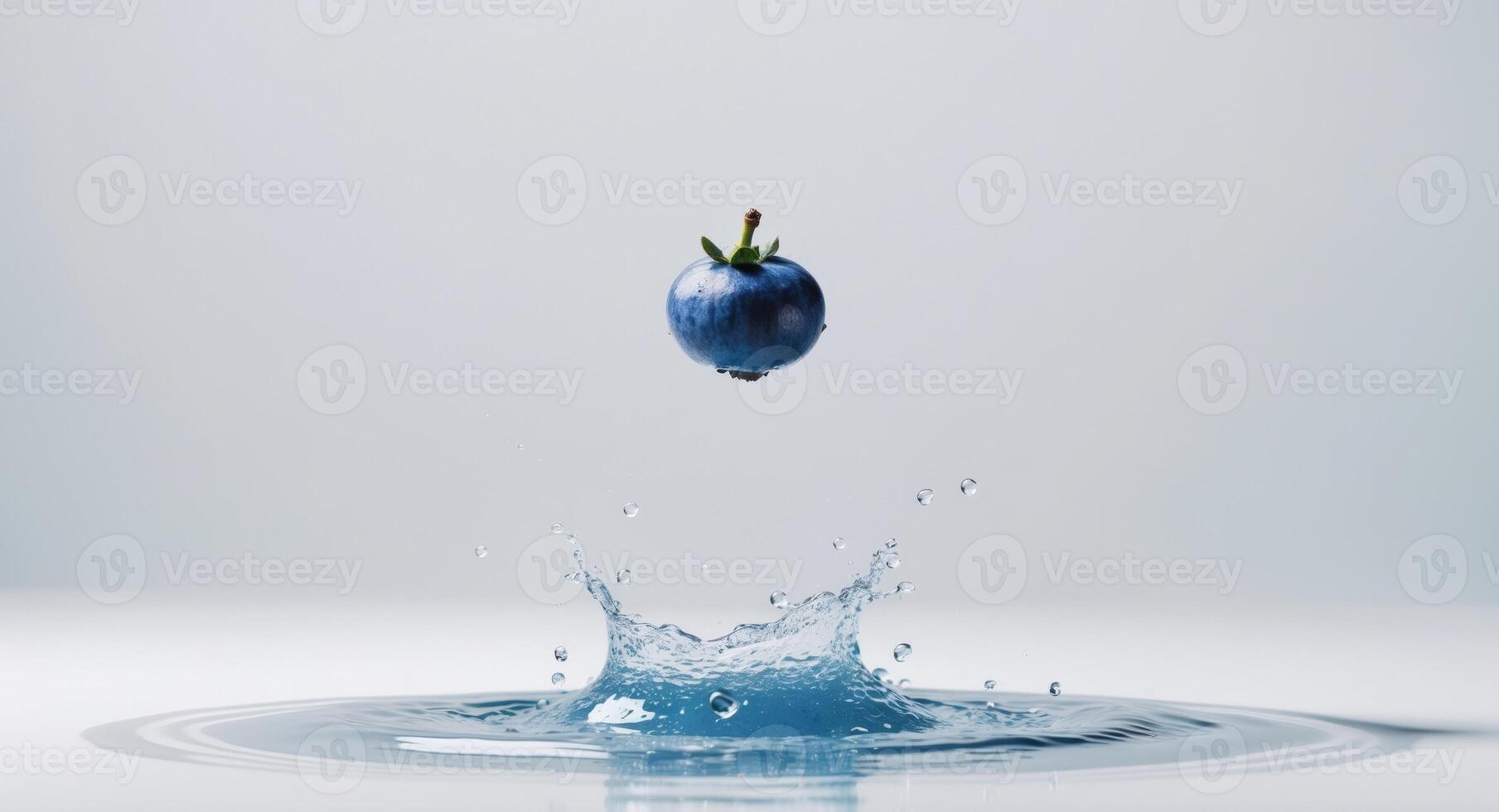 Blueberry falling in water splash mockup. photo