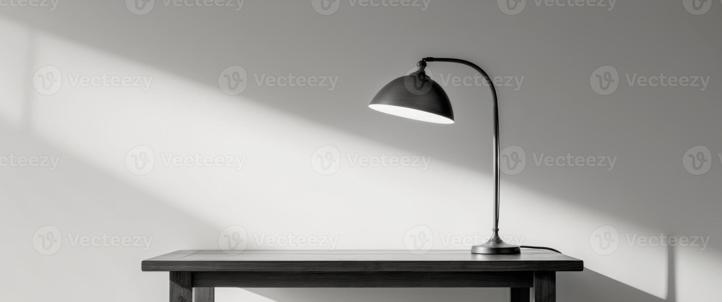 there is a lamp that is on a table with a lamp shade. photo