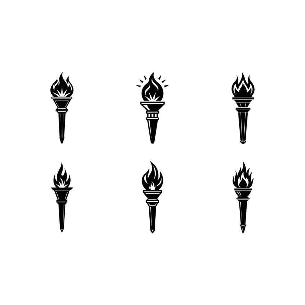 Torch Illustration and Linocut Silhouette Design vector