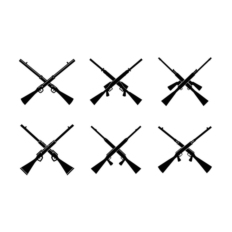 Crossed Rifles Icon Military, Hunting, and Tactical Weapon Symbol vector