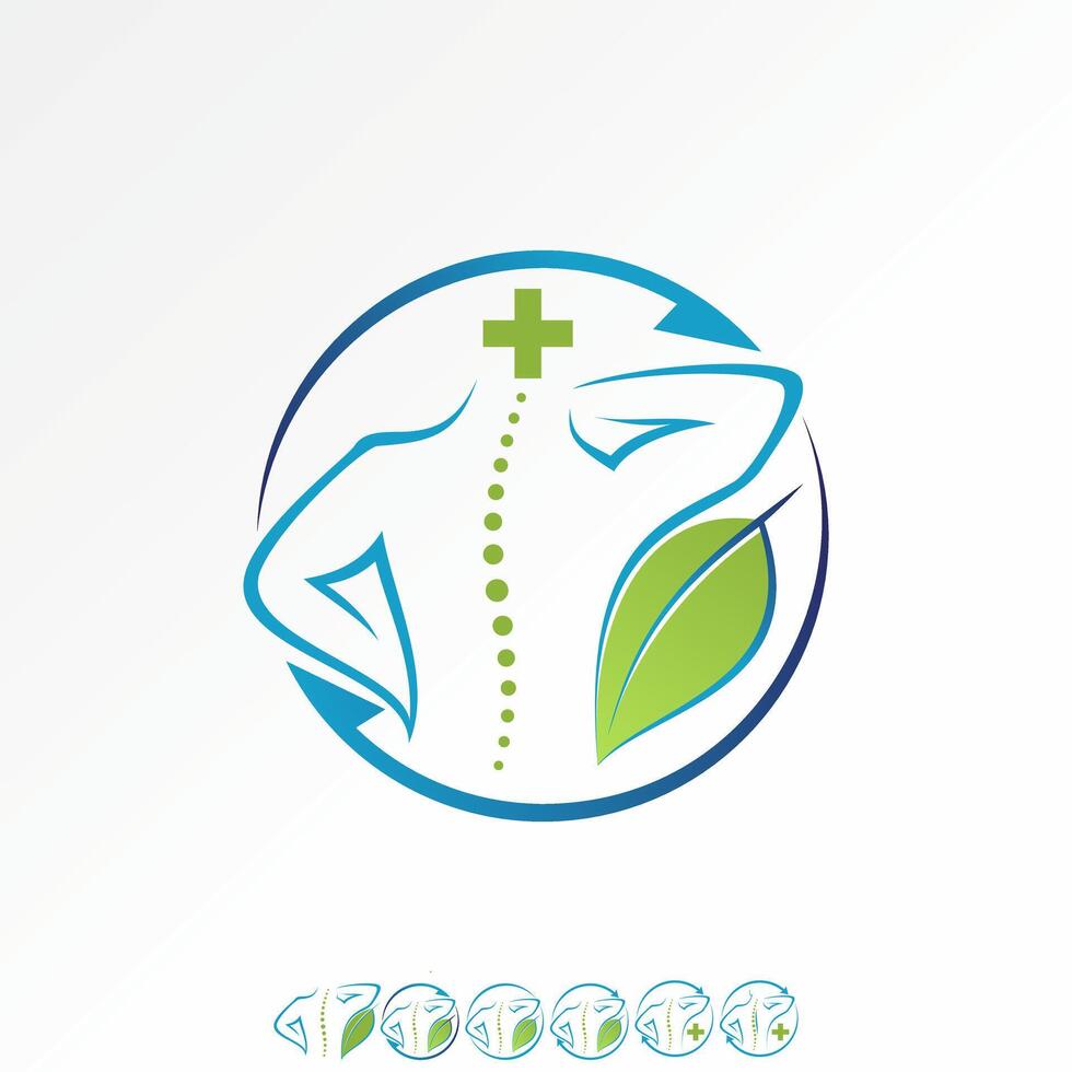 Logo design graphic concept creative premium stock image graphic unique silhouette back body spine leaf rotate arrow health nature care clinic vector