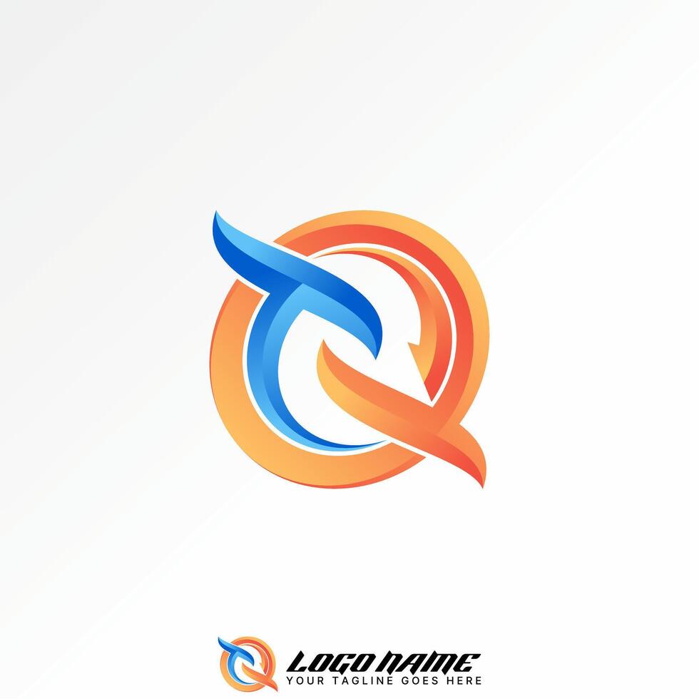 Logo design graphic concept creative premium stock image graphic initial TQ QT TT font circle arrow techno sport to science monogram typography vector