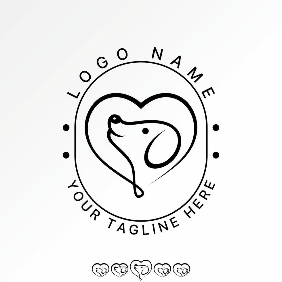 Logo design graphic concept creative premium stock image graphic purebred love dog head side face animal pet puppy doggy canine paw cat cartoon vector