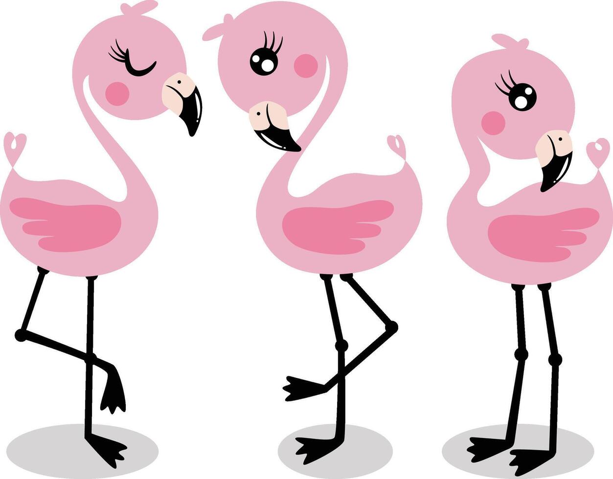 Three loving little pink flamingos vector