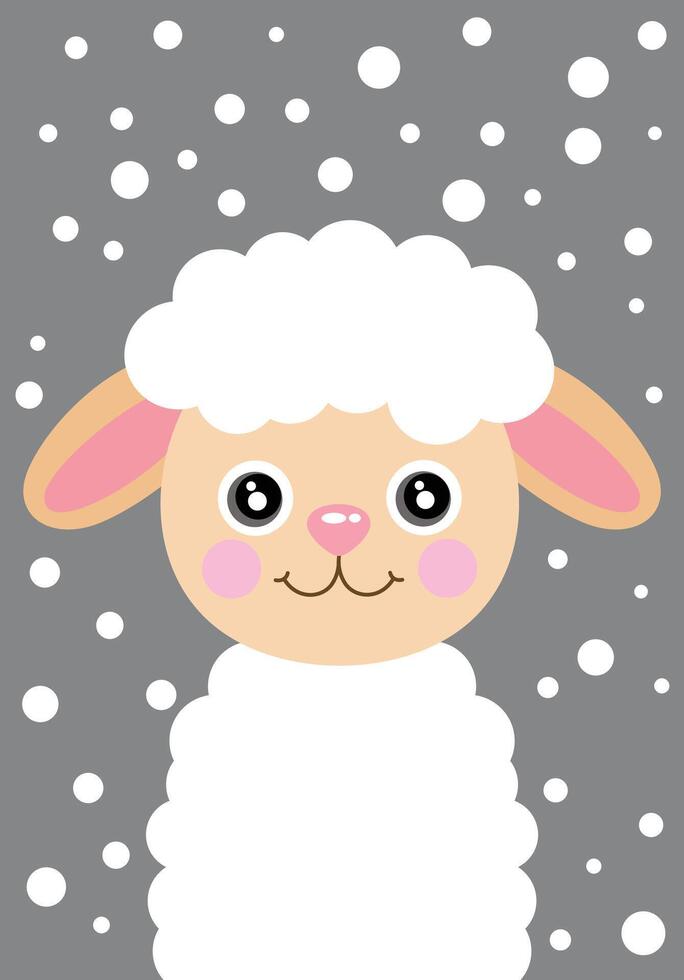 Lovely illustration with cute lamb sheep vector