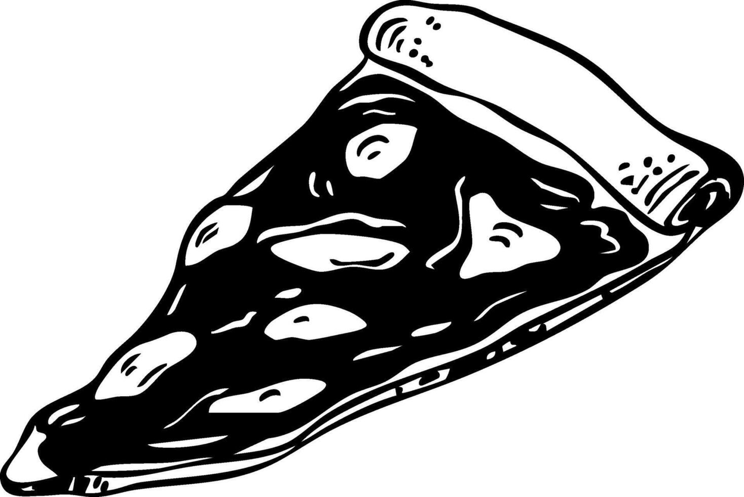 hand drawn pizza doodle piece black and white isolated vector