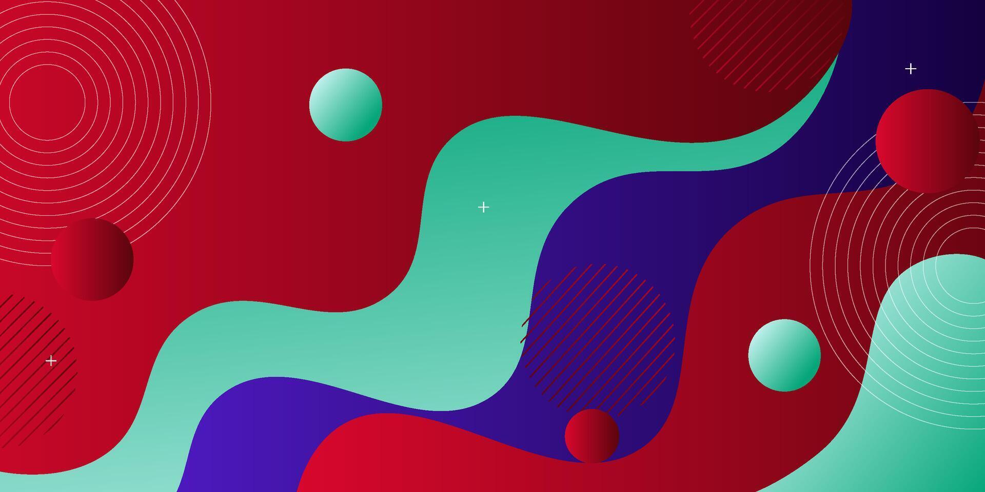 Green and red geometric business banner design. Creative banner design with wave and circle shape as template. Simple blue horizontal banner. Eps10 vector