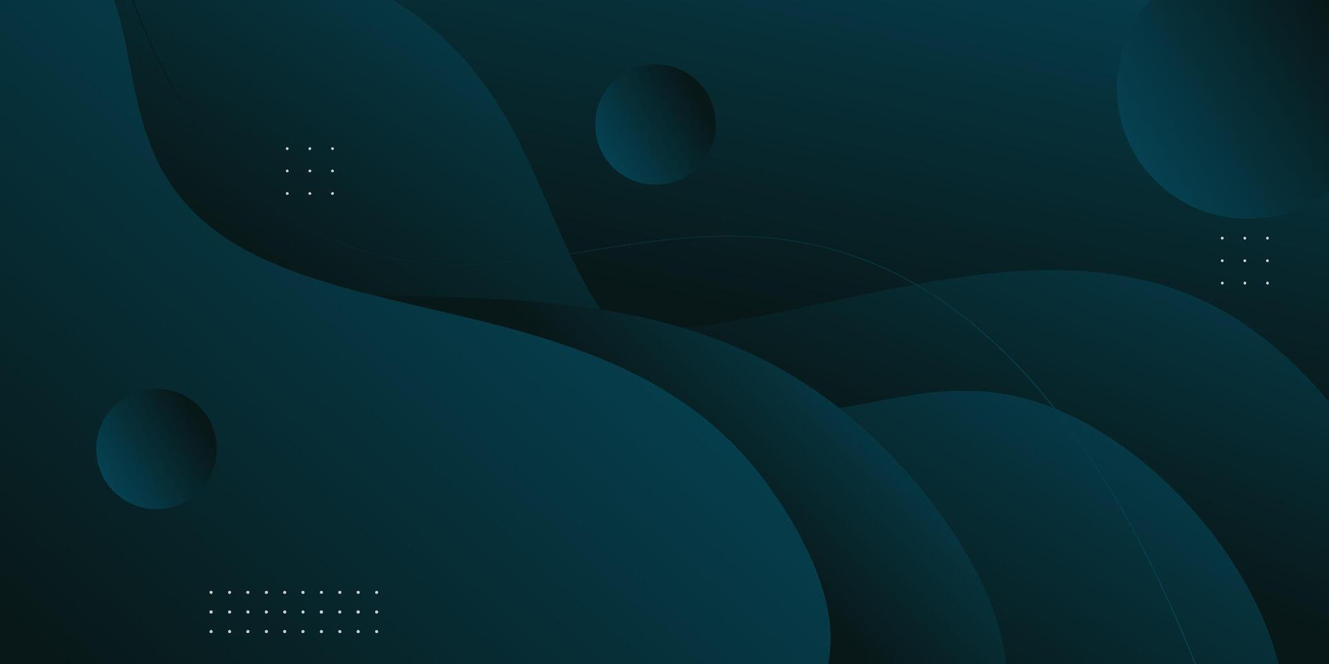 Abstract dark green geometric 3D background. Wave color background with circle pattern design. Fluid shape composition. eps10 vector