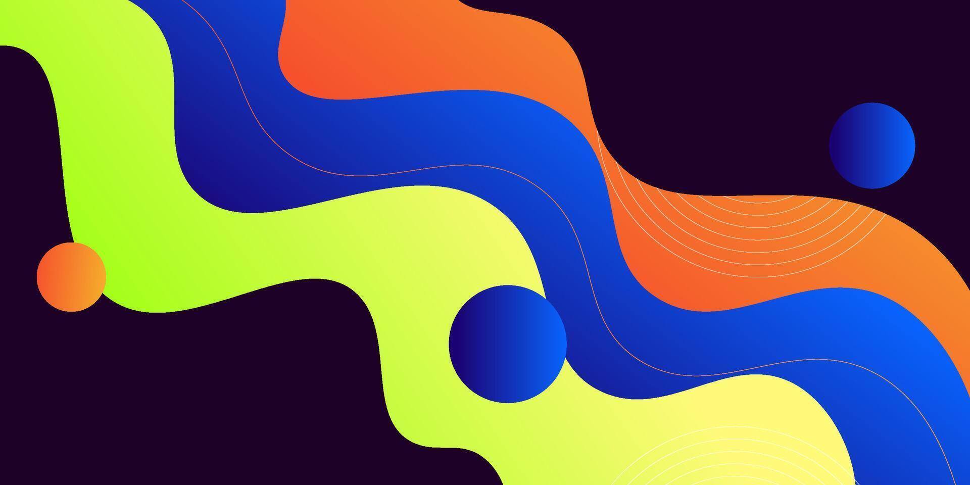 Abstract 3D wave art background design with dark black, green, orange and blue combination for design. Eps10 vector
