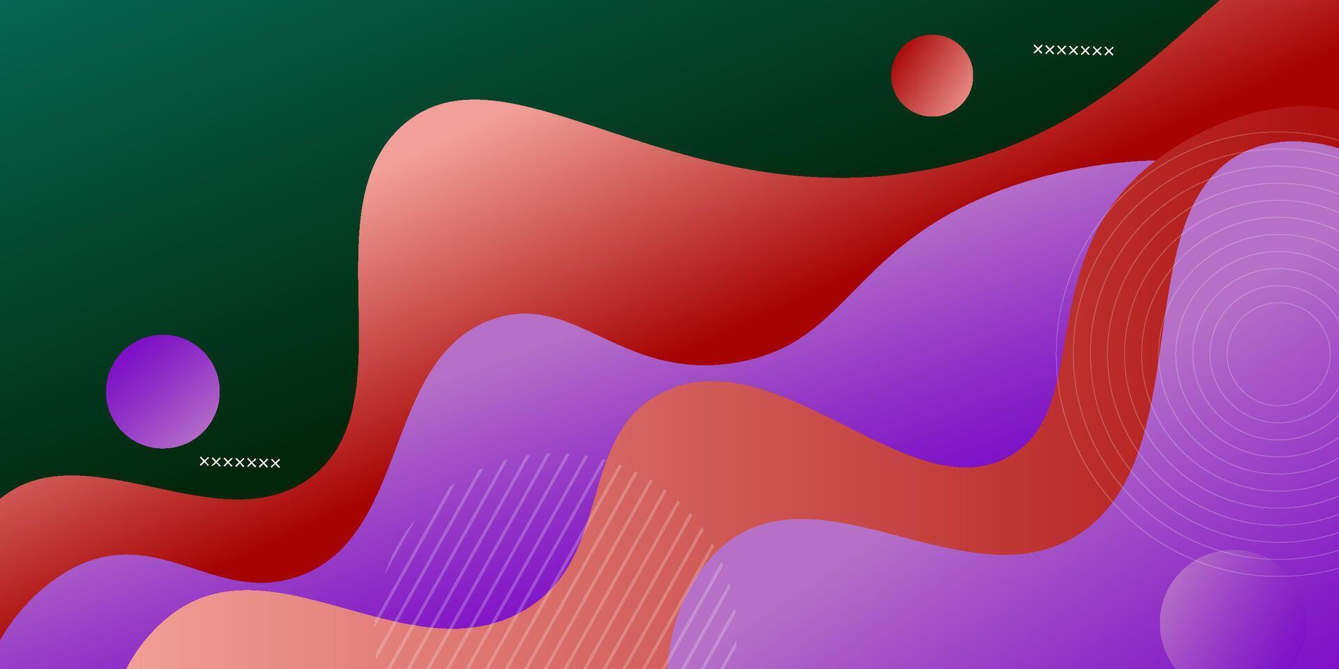 Purple and red gradient geometric business banner design. Creative banner design with wave and circle shape as template. Simple design on green horizontal banner. Eps10 vector