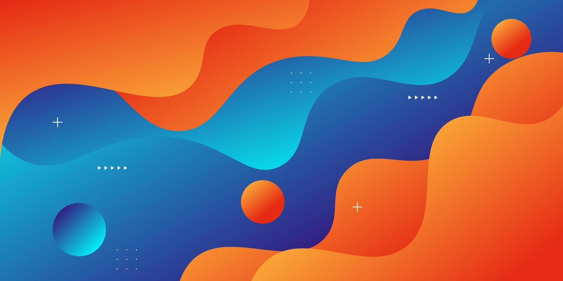 Orange and blue geometric business banner design. Creative banner design with wave and line shape as template. vector