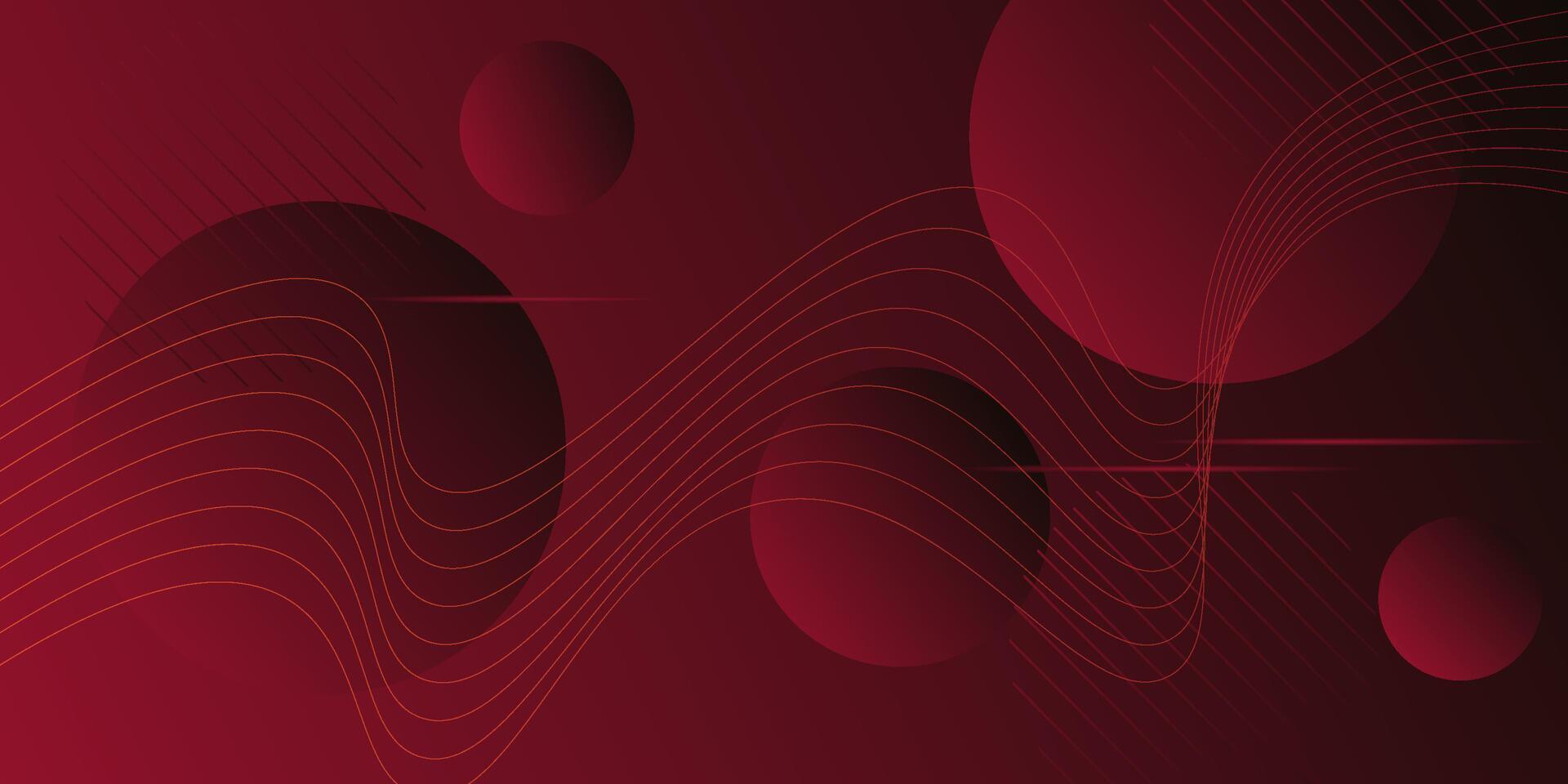 Abstract overlapping circles on dark red background. Modern geometric wave lines and circles background pattern design. Eps10 vector