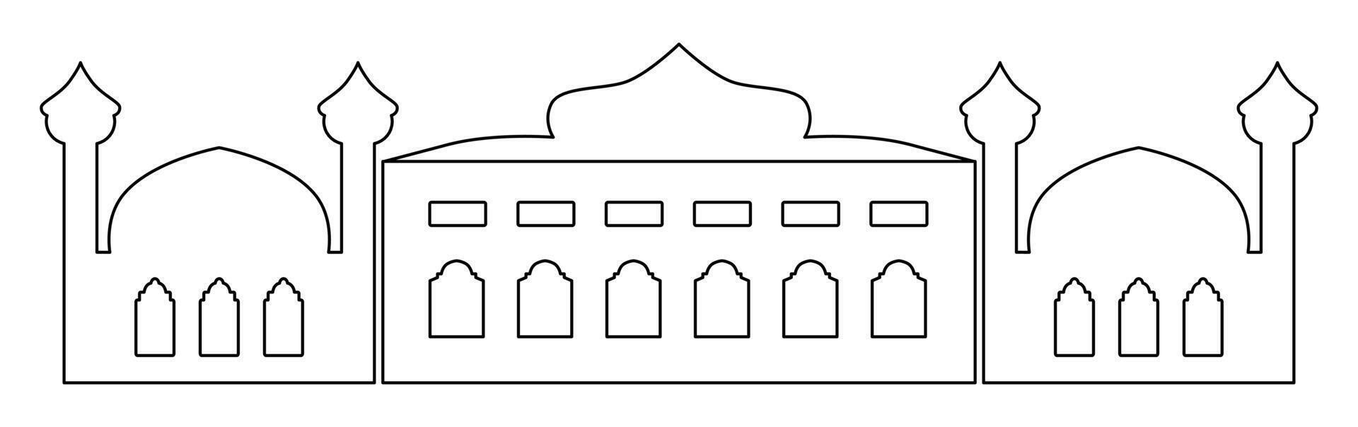 Detailed sketch of mosque, a classic building featuring domes and arches, perfect for educational or illustrative purposes. vector