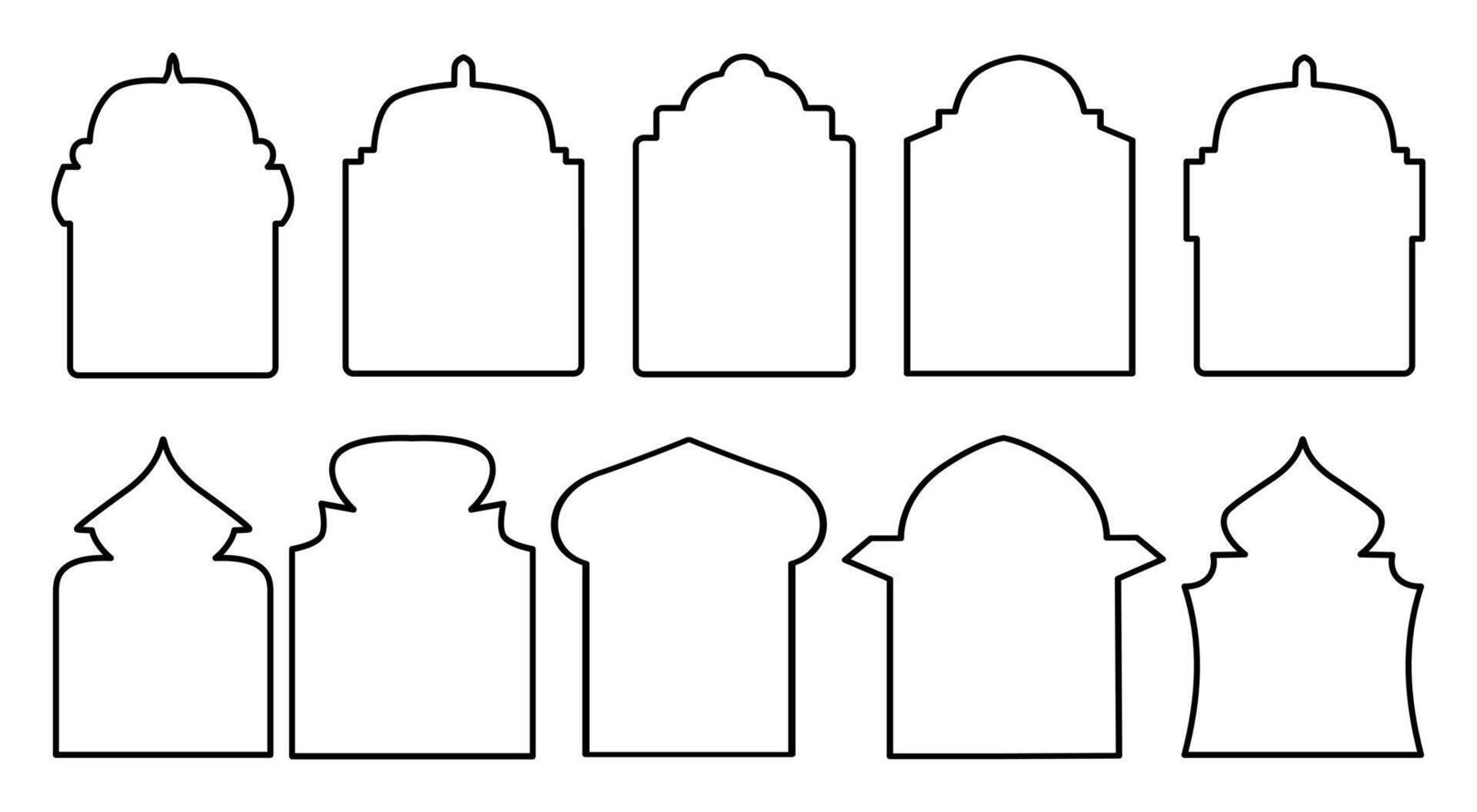Set of decorative architectural silhouettes perfect for design projects and creative inspiration. vector