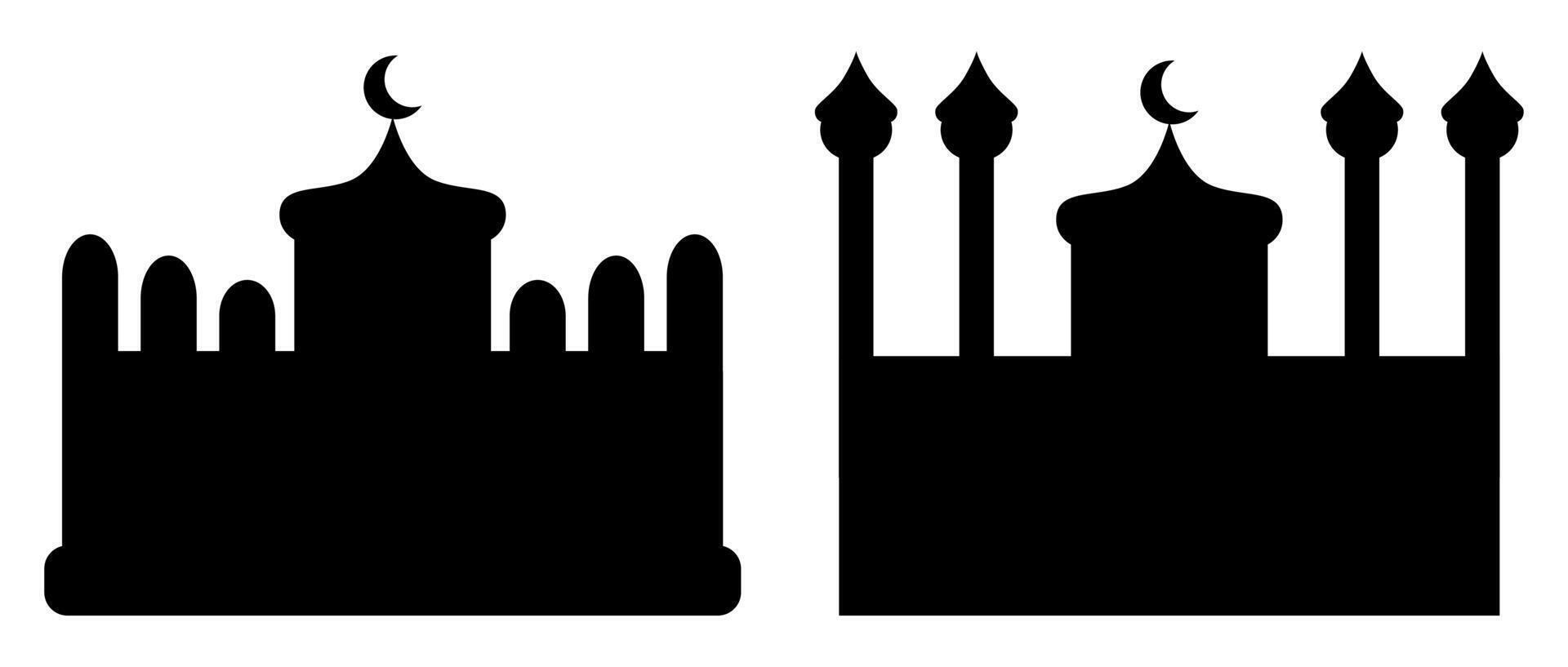 Black silhouette of a mosque, perfect for cultural designs and architectural presentations. vector