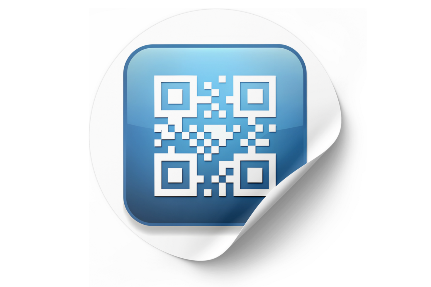 A qr code sticker on a white button png