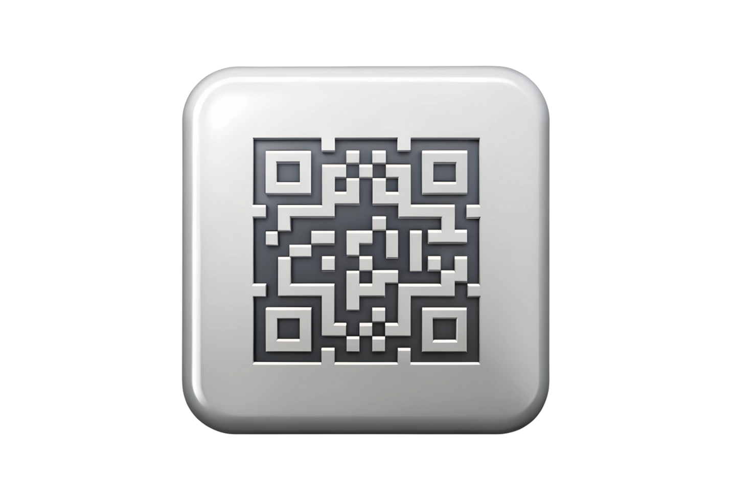 A qr code on a silver square png