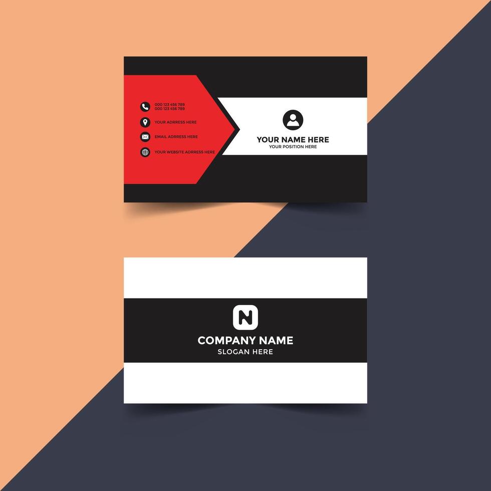 modern business card design with black and red color vector