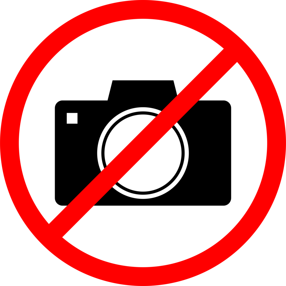 No use camera Sign for Privacy Zones and Restricted Areas. No camera area. No photo area png