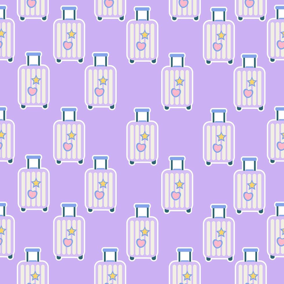 Seamless pattern of travel suitcase on wheels vector