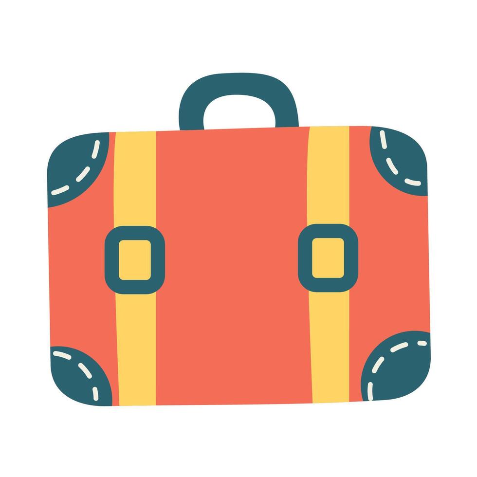 Isolated on white background suitcases travel hand drawn. Travel bag vector