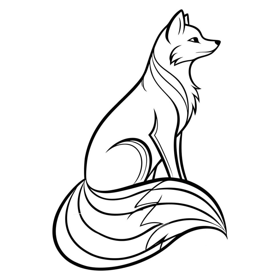 Sitting Fox Line Art vector