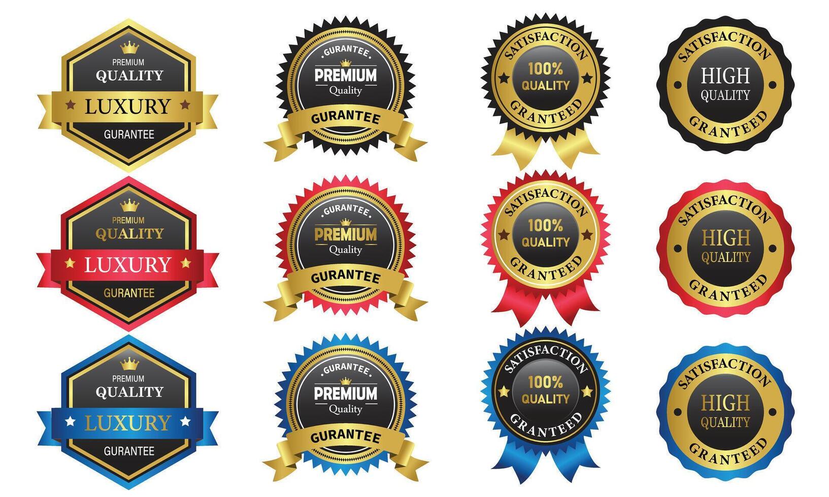 Ribbons and badges set vector