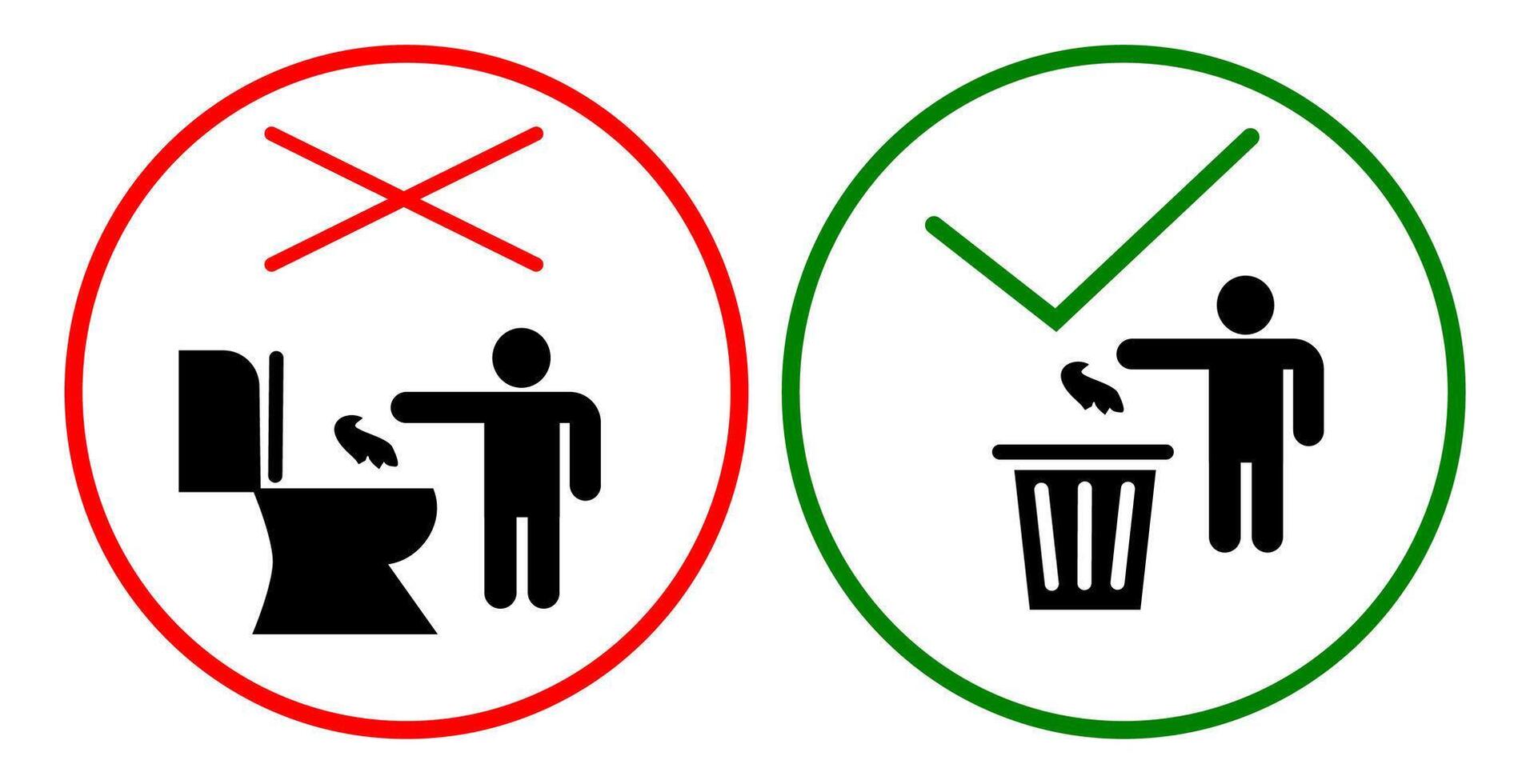 trash toilet caution icon sign symbol illustration vector