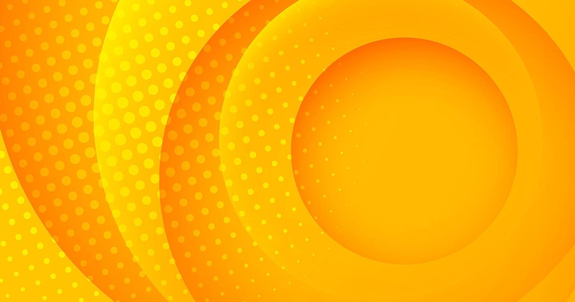 3D orange abstract background overlap layer on bright space with circles effect decoration. Modern graphic design element cutout style concept for web banner, flyer, card, or brochure cover vector
