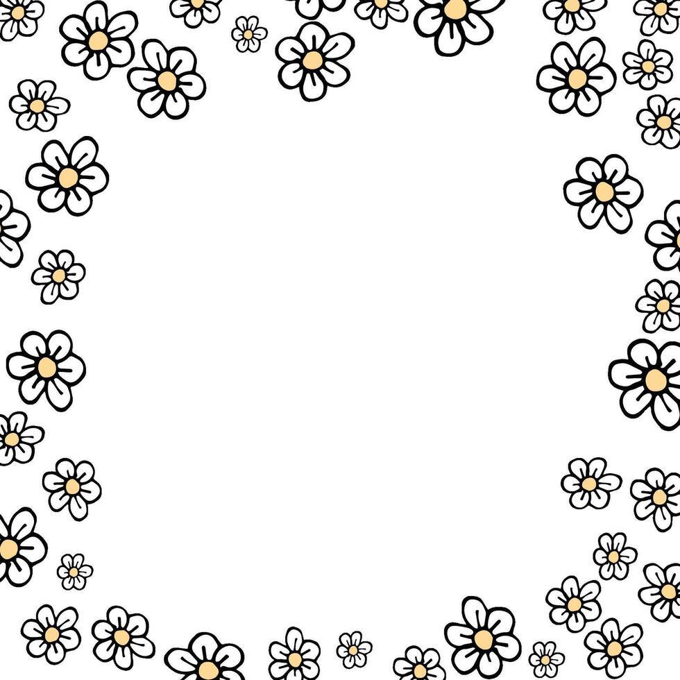 Daisy flower A delicate pattern of hand drawn daisies forming a floral frame vector