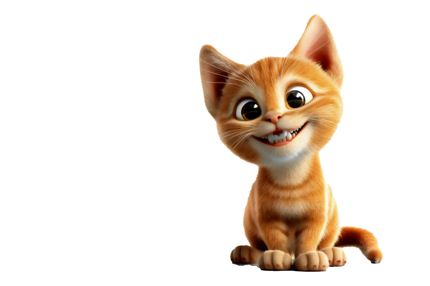 An orange cat with big eyes and a smile png