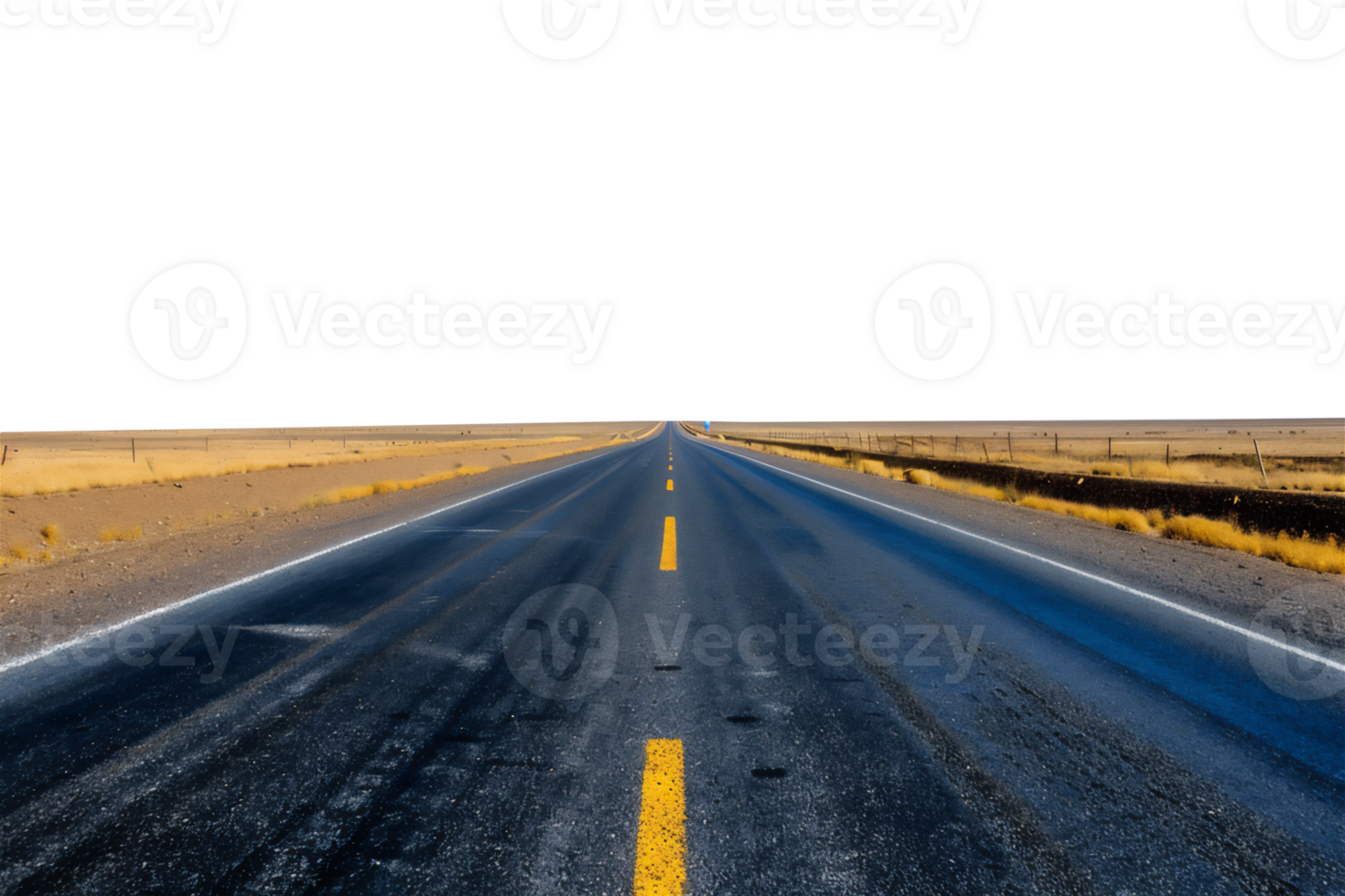 An empty road with yellow lines on it png