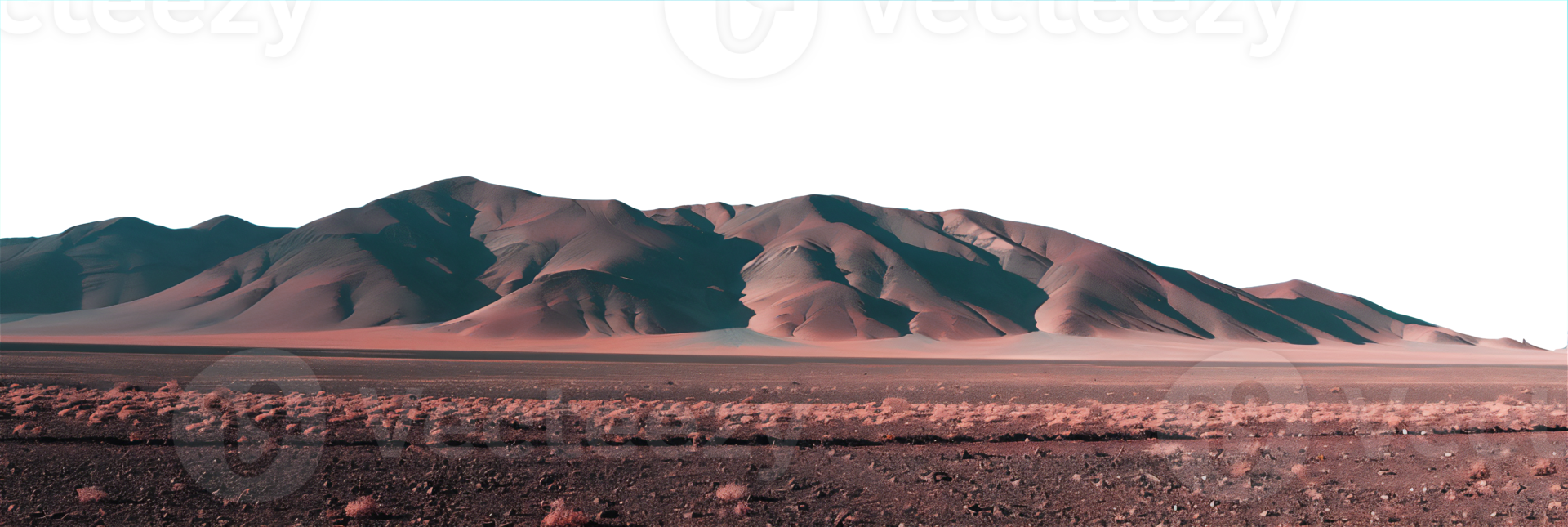 A mountain range in the desert with a pink sky png