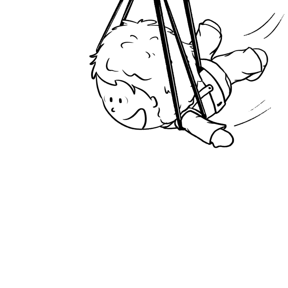 Trapeze cartoon isolated outline doodle illustration, kid trapeze character outline design png