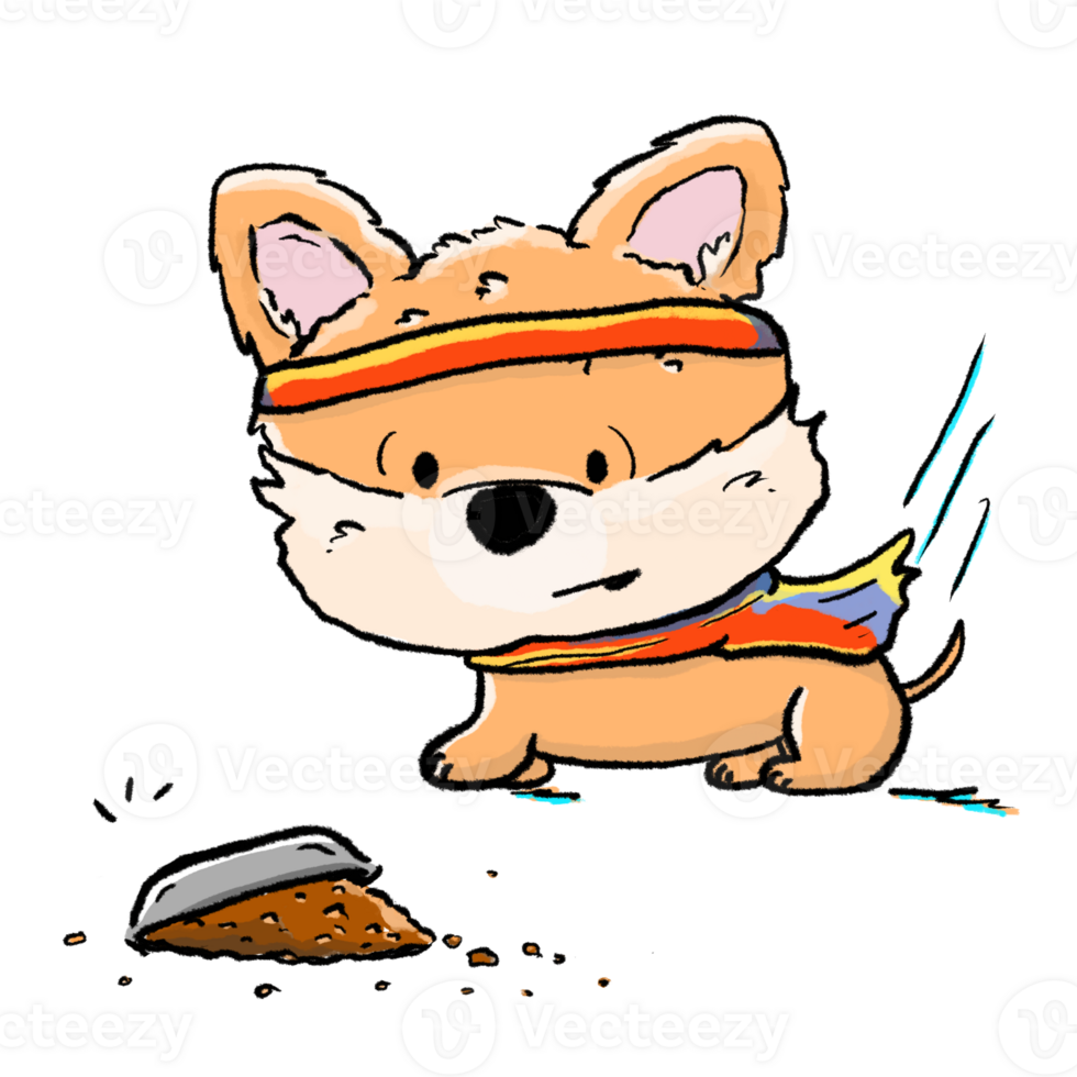 Cute dog spill out food cartoon comic color drawing, naughty puppy and dog food cartoon illustration png