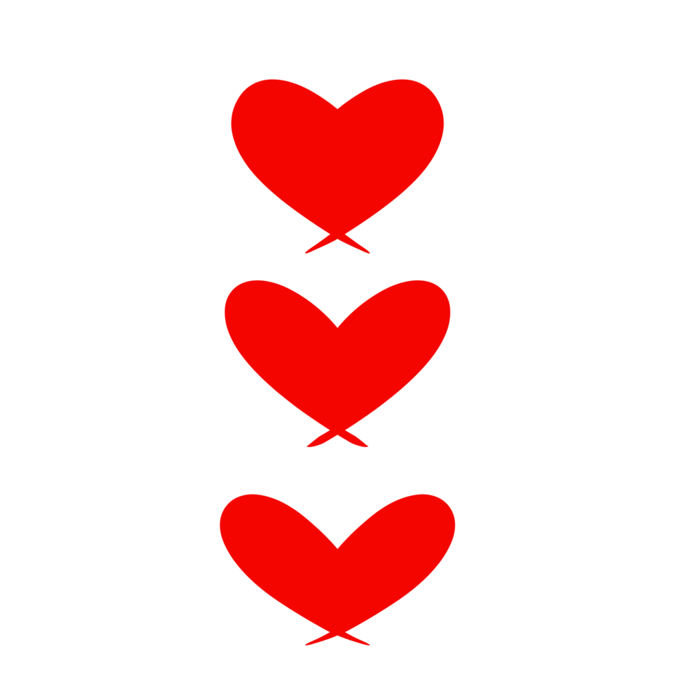 three red hearts on a transparent background png