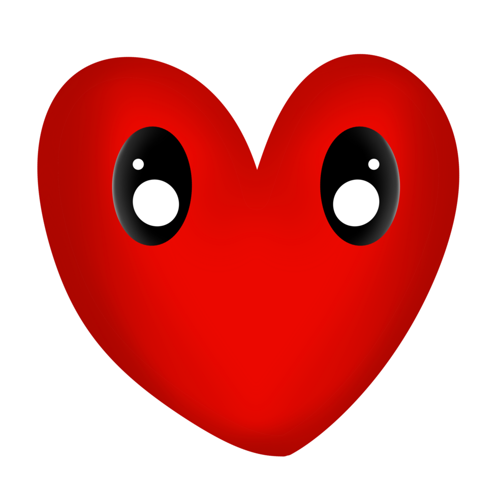 a red heart with eyes and a smile png