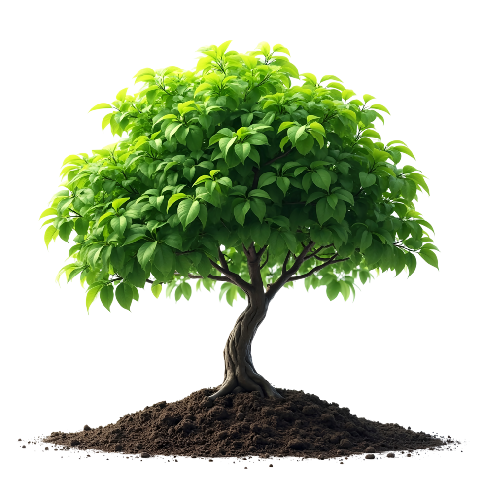 Green Tree Isolated on Background Vibrant Nature Cutout. png