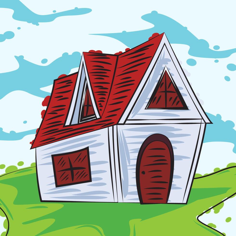 Sketchy doodle hand drawn house vector
