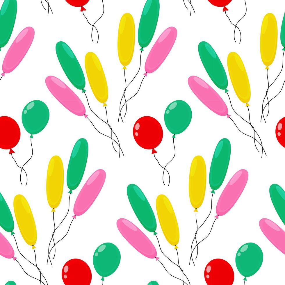 Colorful balloons in various shapes and sizes create a festive pattern suitable for parties vector