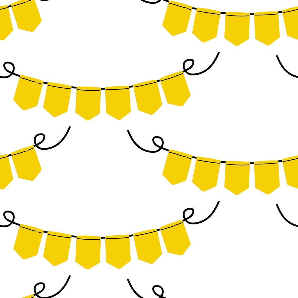 Colorful yellow party decorations hanging on a white background for celebratory events vector