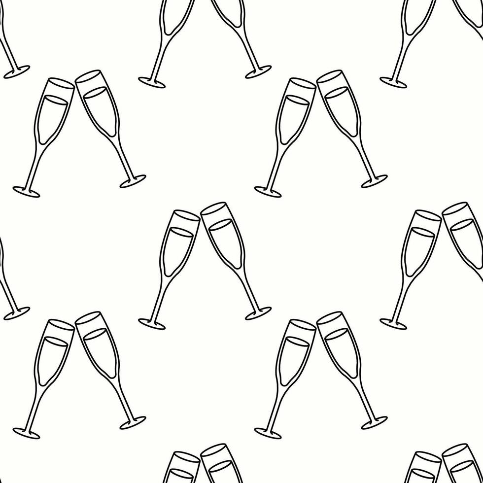 Celebration with champagne flutes in a repeating pattern for festive occasions vector