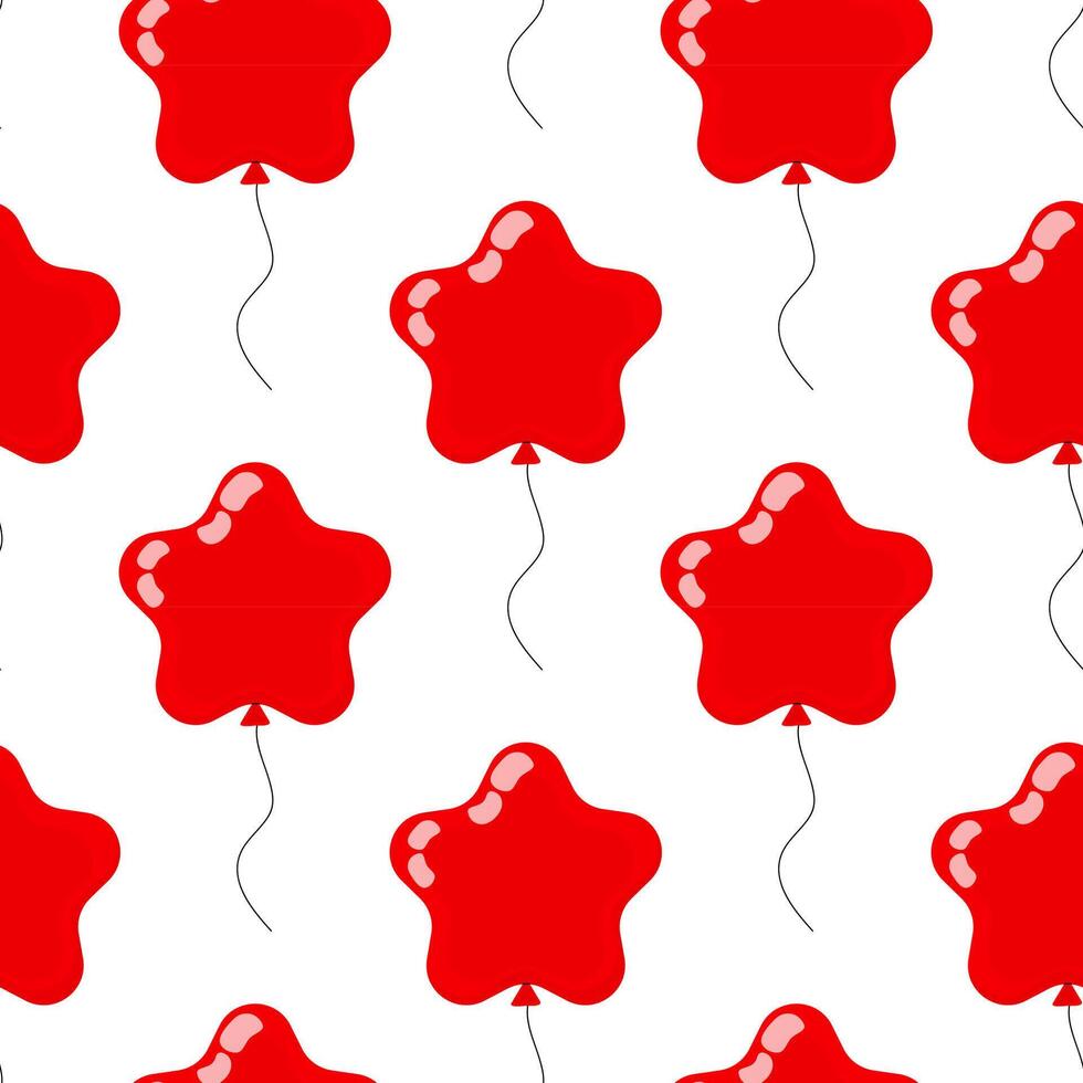 Bright red star-shaped balloons create a festive pattern for celebrations and events vector