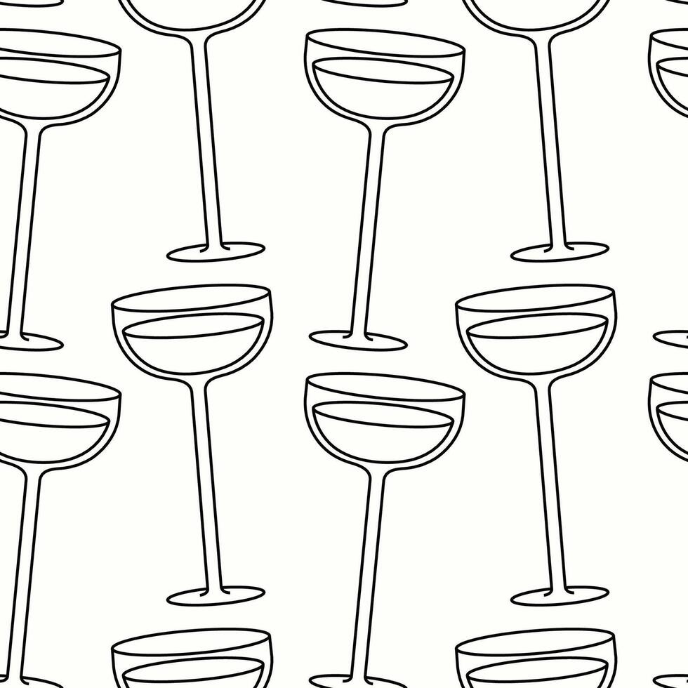 Elegant line art of cocktail glasses creating a stylish and simplistic pattern vector