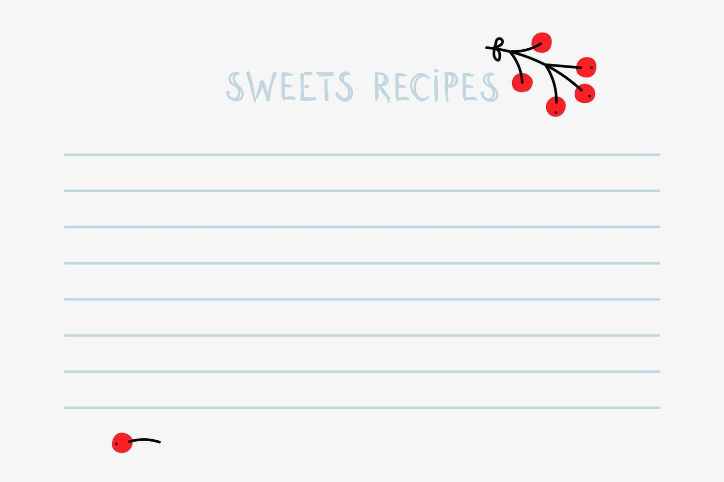 Blank recipe card designed for recording sweets recipes with decorative accents vector
