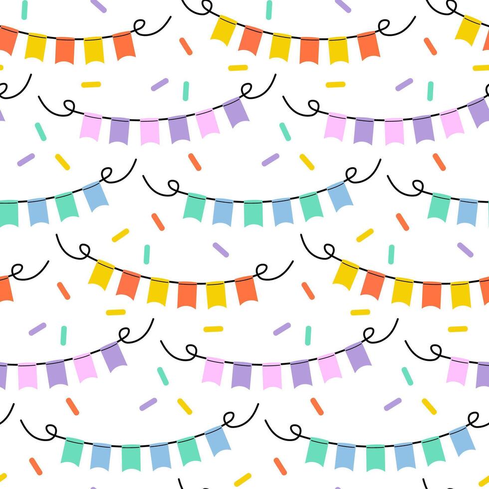 Colorful festive banners and confetti create a joyful atmosphere for celebrations vector