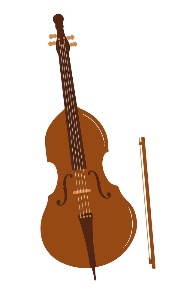 Elegant wooden string instrument and bow depicted in a minimalist style vector