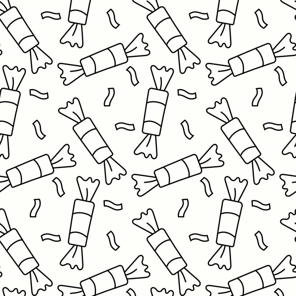 Festive pattern featuring colorful candy illustrations on a white background vector