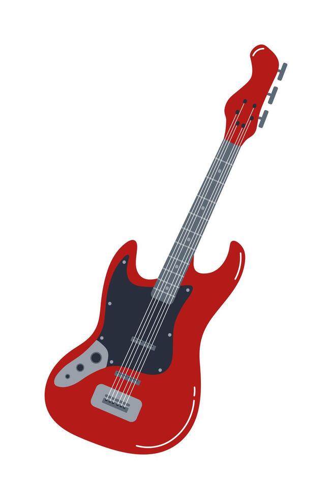Electric guitar design in vibrant red color with detailed features for music enthusiasts vector